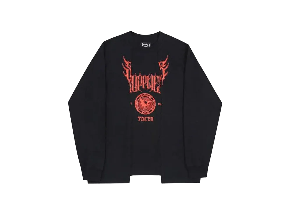 SUPPLIER Metal College Logo Cutting Long Sleeve "Black"
