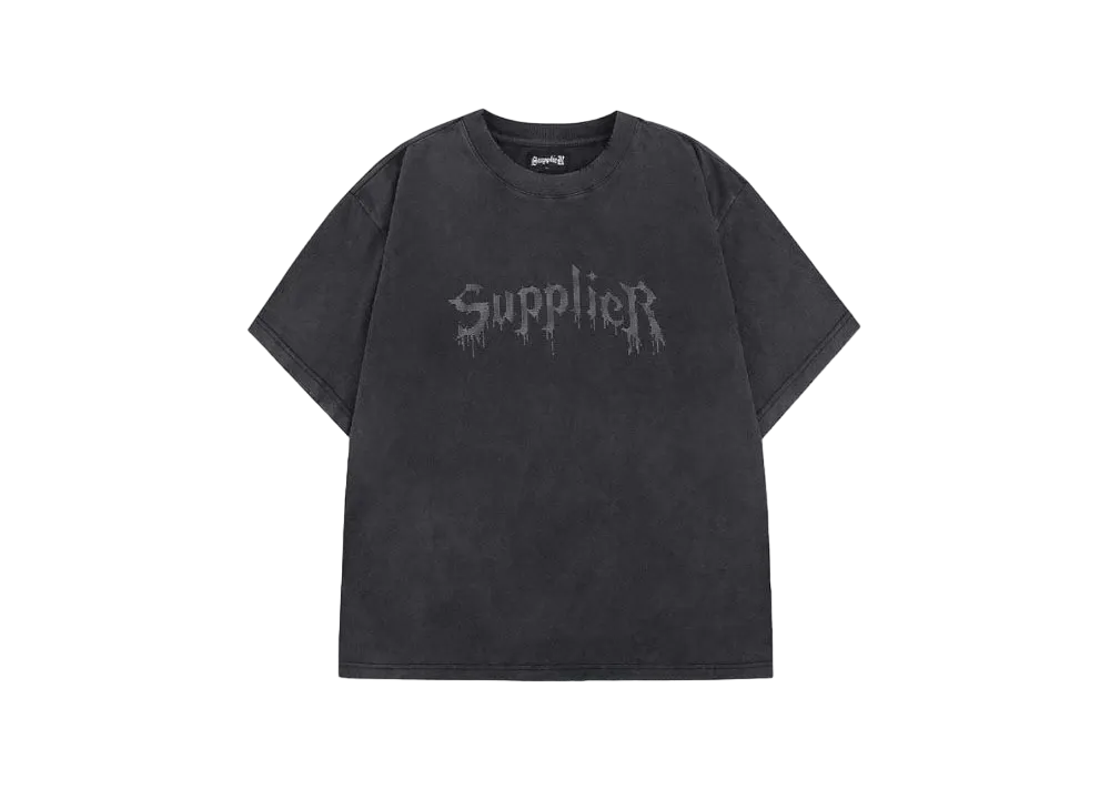 SUPPLIER Vintage Wash Rhinestone Iron Logo Tee "Black"