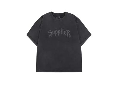 SUPPLIER Vintage Wash Rhinestone Iron Logo Tee "Black"