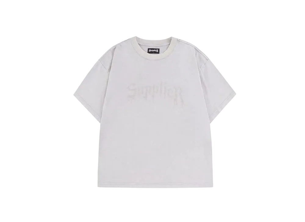 SUPPLIER Vintage Wash Rhinestone Iron Logo Tee "Grey"