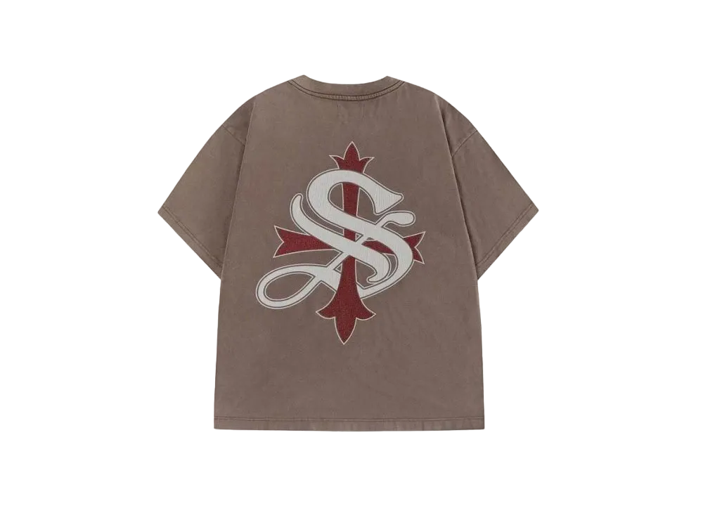 SUPPLIER Vintage Wash Cross Tee "Brown"