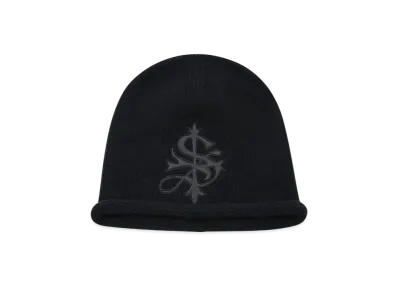 SUPPLIER Faux Leather Patch Cross Beanie "Black"