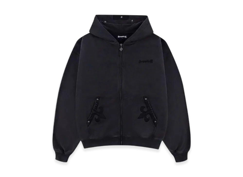 SUPPLIER Fleur Leather Patch Zip Hoodie "Black"
