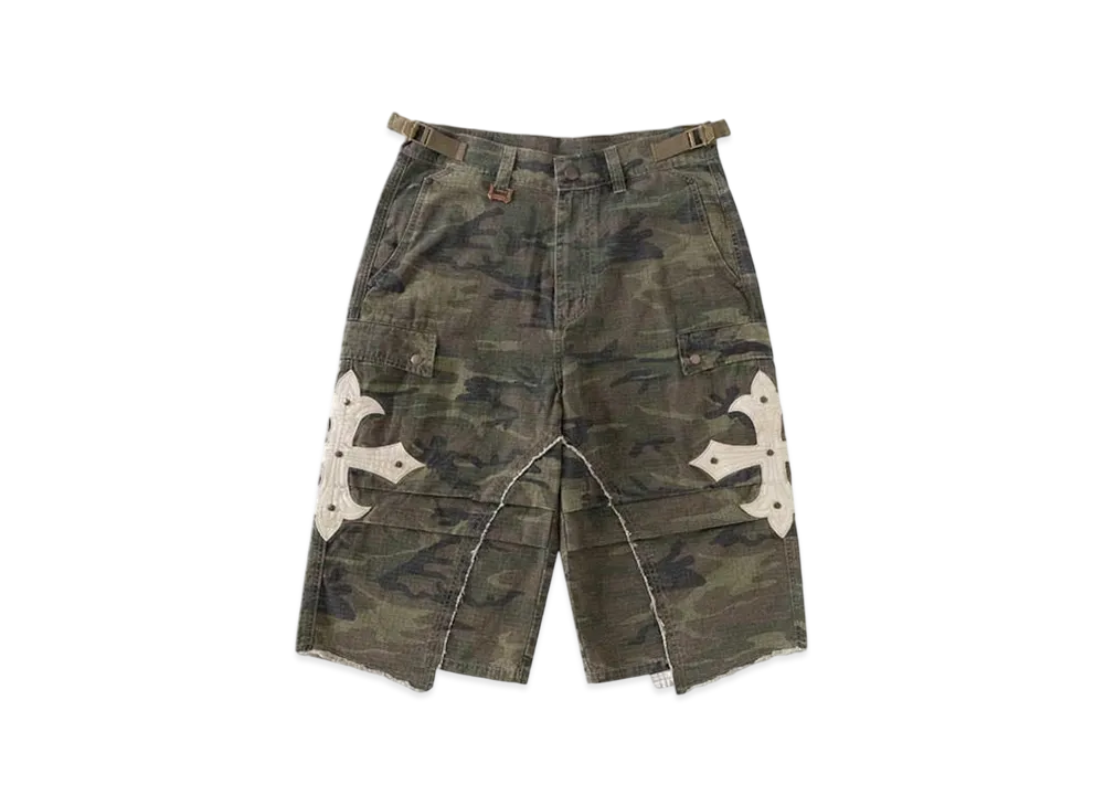SUPPLIER Cross Leather Patch Baggy Shorts "Green"