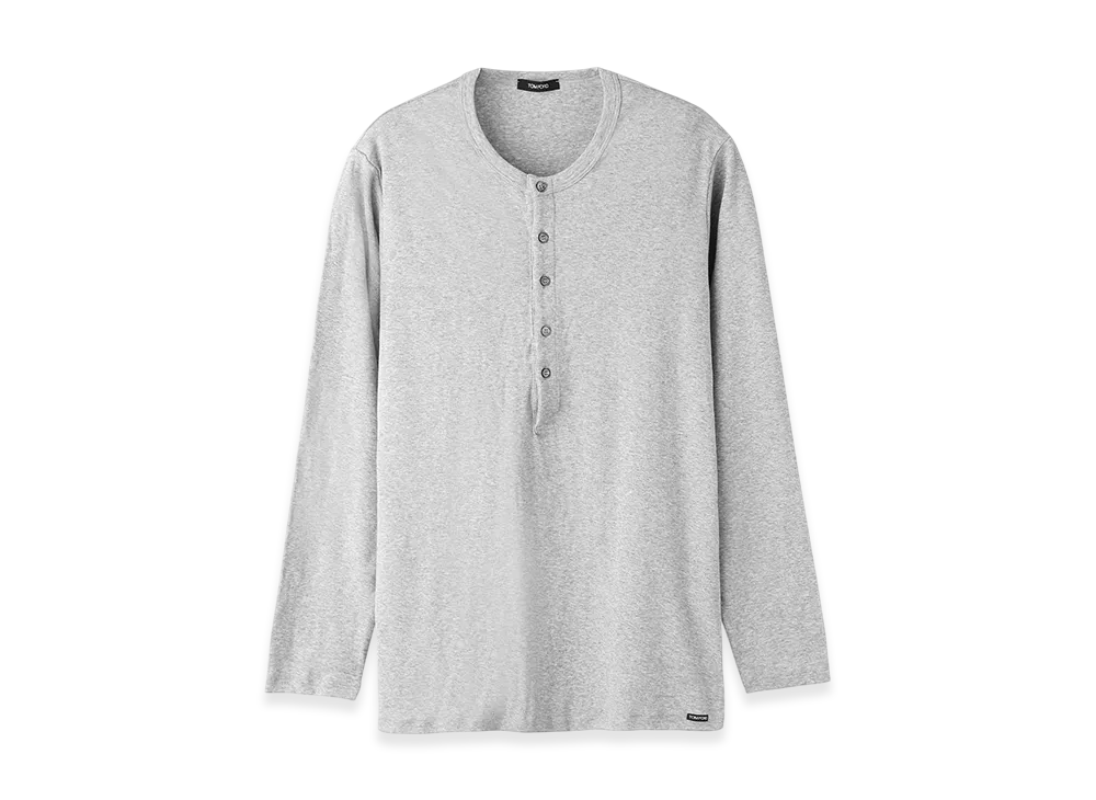 TOM FORD Henley Neck Tee "Greymelange"