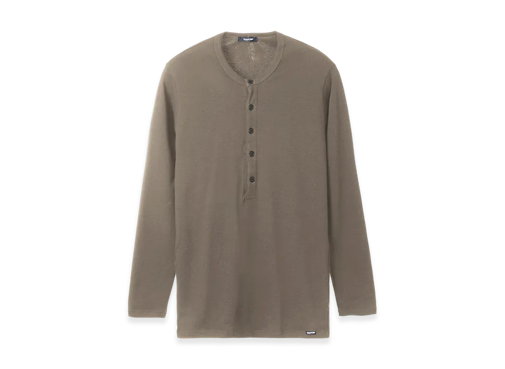 TOM FORD Henley Neck Tee "Walnut"