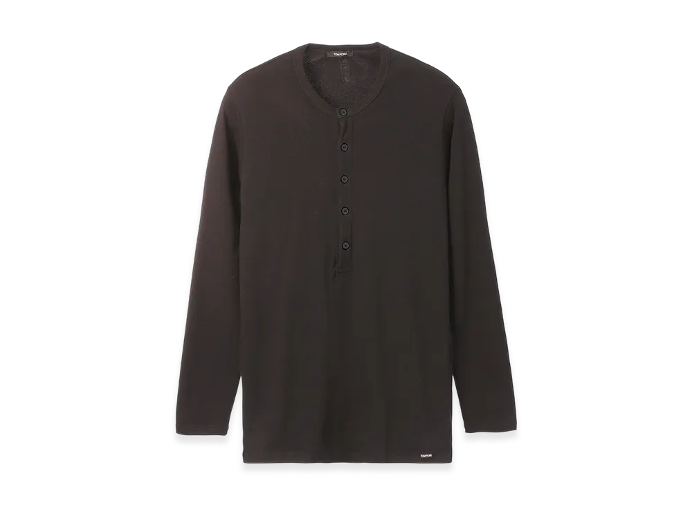 TOM FORD Henley Neck Tee "Ebony"