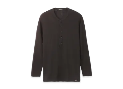 TOM FORD Henley Neck Tee "Ebony"