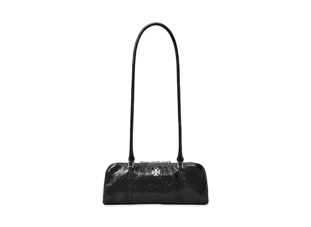 Tory Burch Mini Crinkle Leather Marshmallow Satchel "Black"