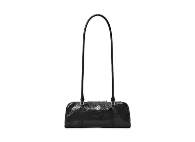 Tory Burch Mini Crinkle Leather Marshmallow Satchel "Black"