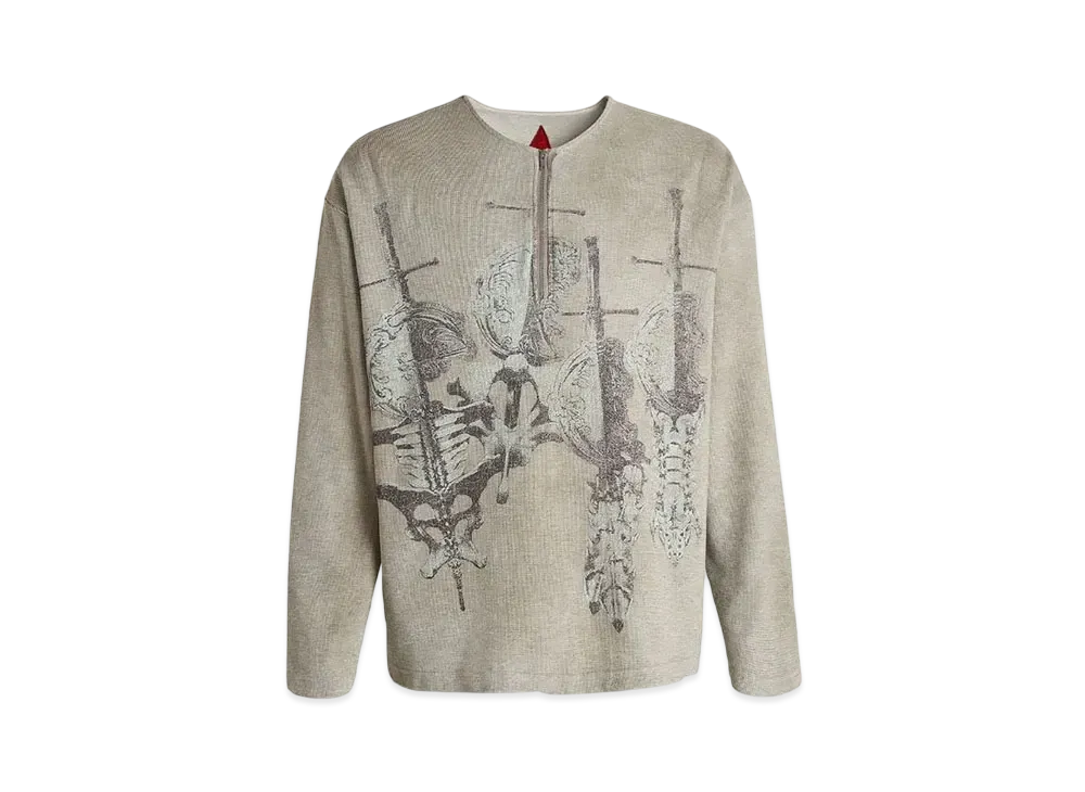 The Boy Has No Patience Printed Bone With Sword L/S Tee "Grey"