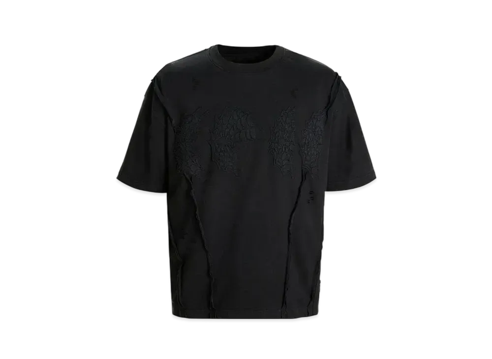 The Boy Has No Patience Moonstone Cobweb Patch Destroyed S/S Tee "Black"