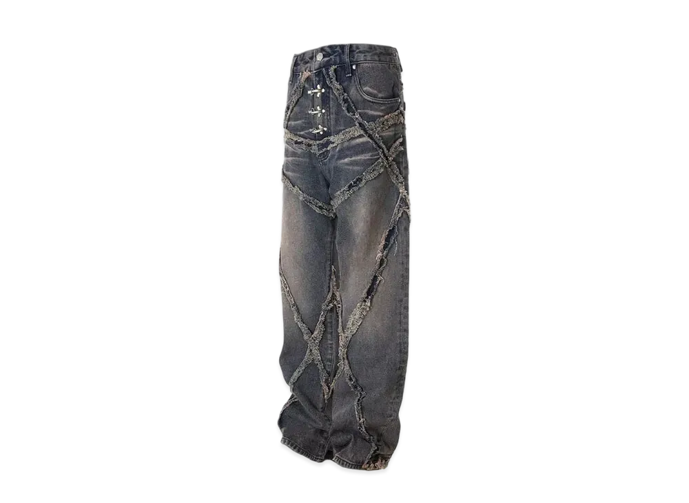 The Boy Has No Patience Eclipse Of Blood Moon Destroyed Denim Jeans "Blue"