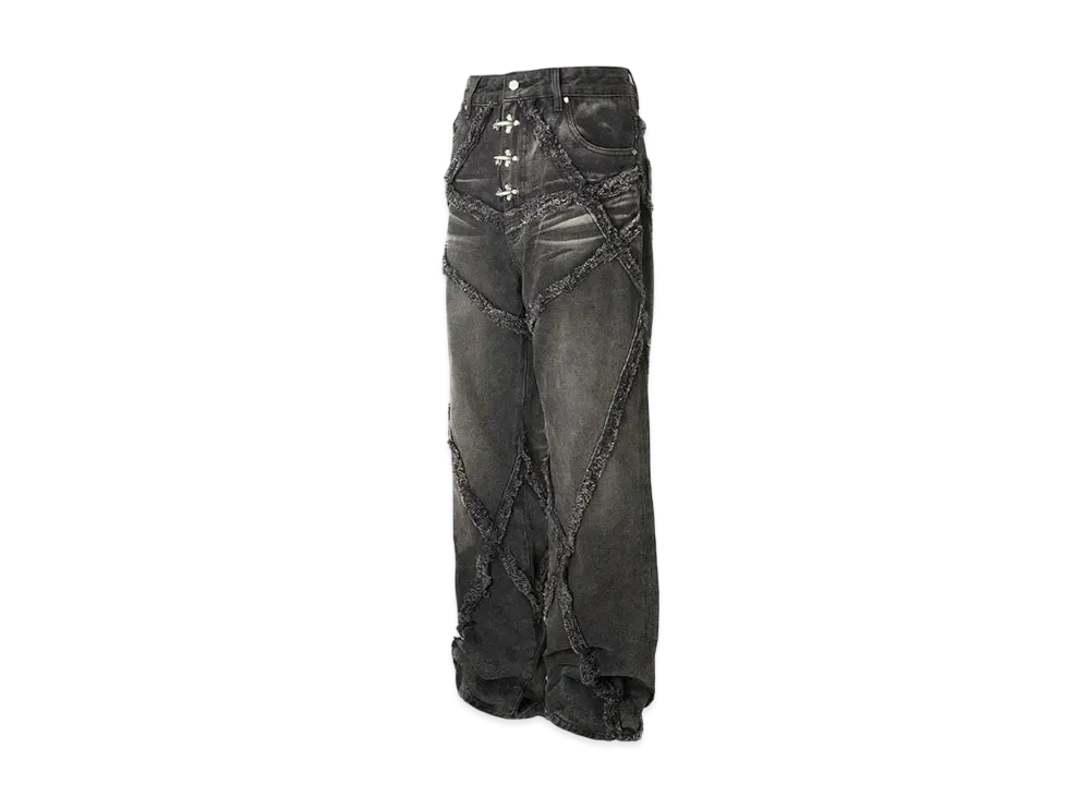 The Boy Has No Patience Eclipse Of Blood Moon Destroyed Denim Jeans "Black"