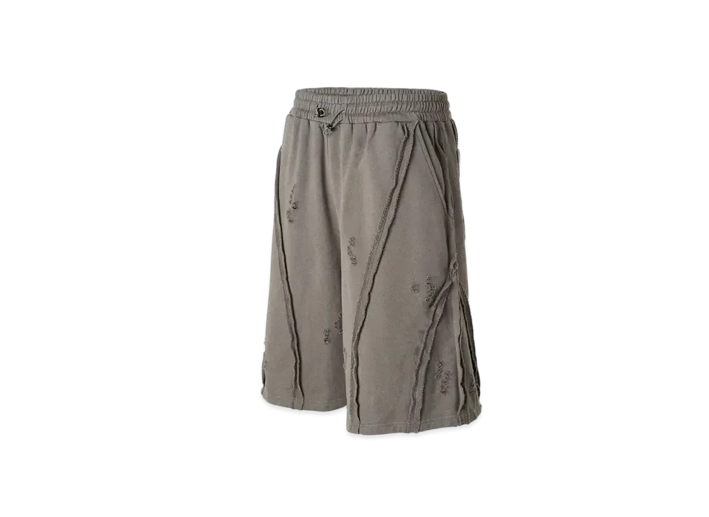 The Boy Has No Patience Moonstone Cobweb Embroidery Destroyed Shorts "Grey"