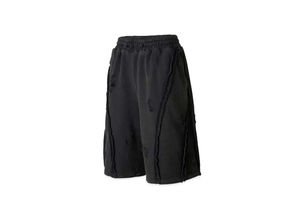 The Boy Has No Patience Moonstone Cobweb Embroidery Destroyed Shorts "Black"