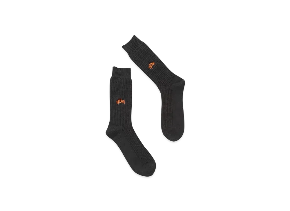 TIGHTBOOTH College Waffle Socks "Black"