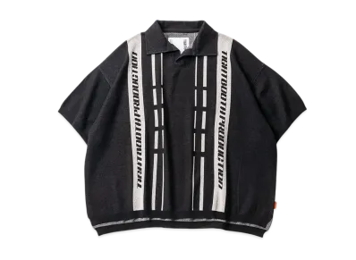 TIGHTBOOTH Stripe Knit Open Polo "Black"