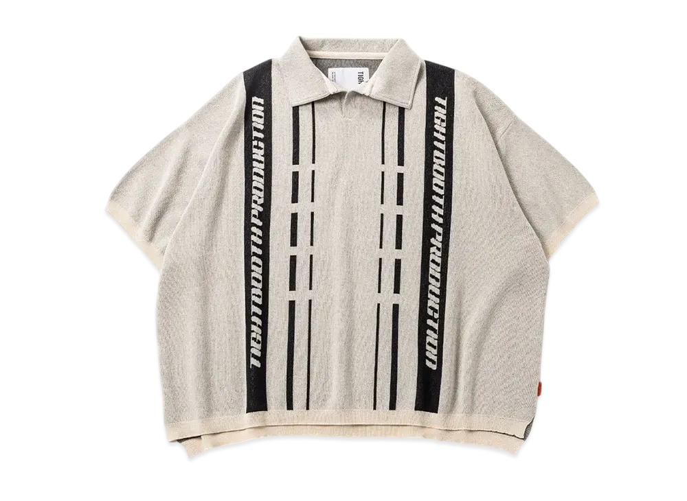 TIGHTBOOTH Stripe Knit Open Polo "Ivory"