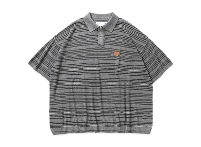 TIGHTBOOTH Boarder Knit Polo Shirt "Gray"