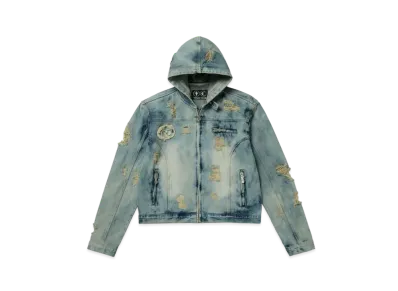 THUG CLUB Rover Denim Hoodie Zip-Up "Blue"