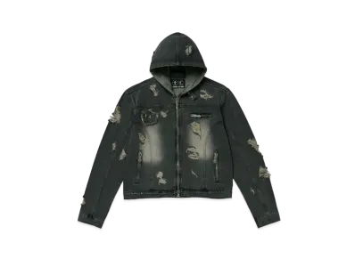 THUG CLUB Rover Denim Hoodie Zip-Up "Black"