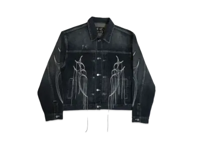 THUG CLUB Tribal Tree Denim Jacket "Blue"