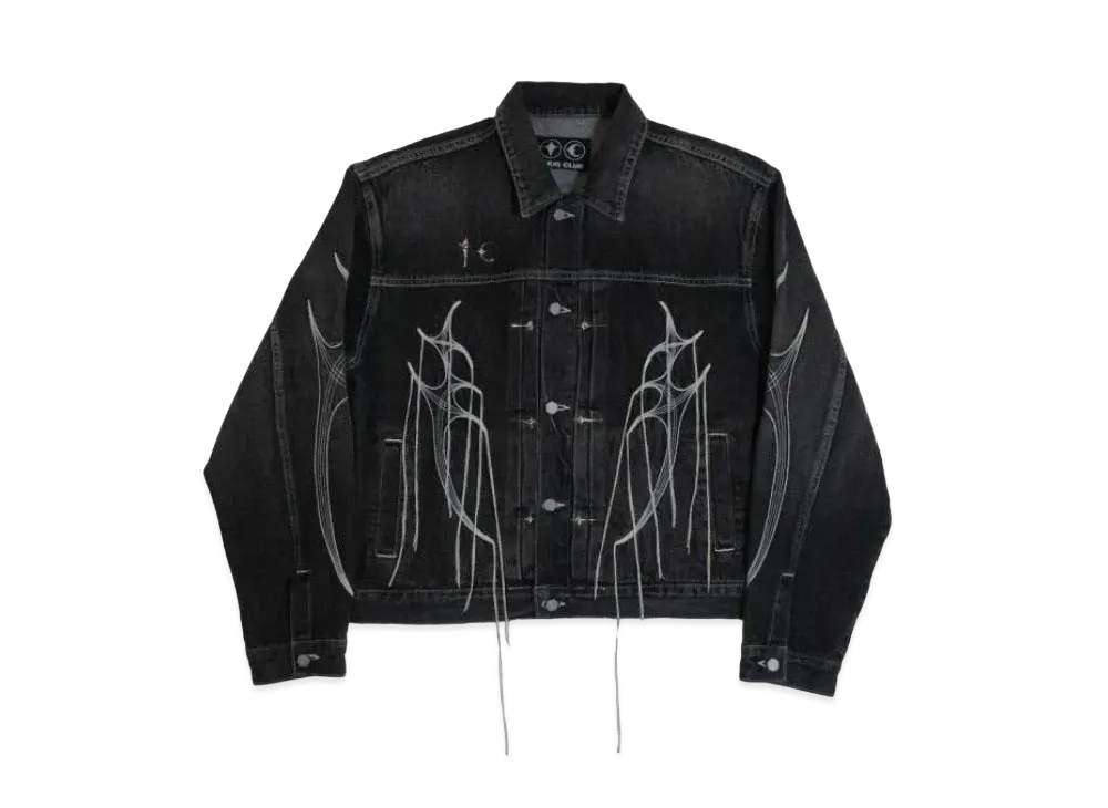 THUG CLUB Tribal Tree Denim Jacket "Black"