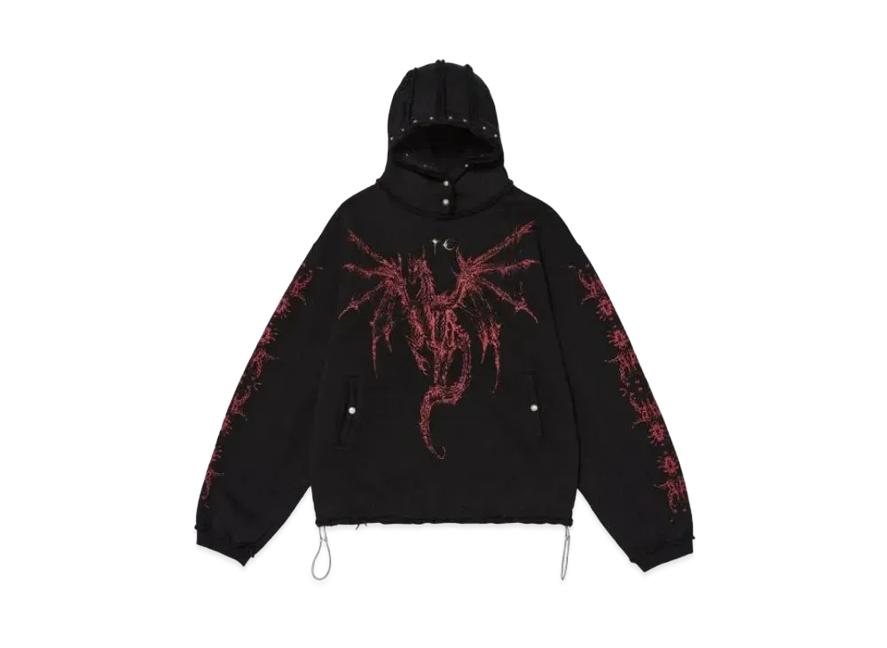 THUG CLUB Dragon Stud Hoodie "Black"