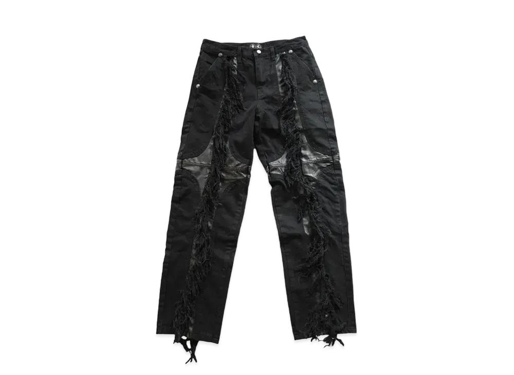 THUG CLUB Mohican Leather Denim Pants "All Black"