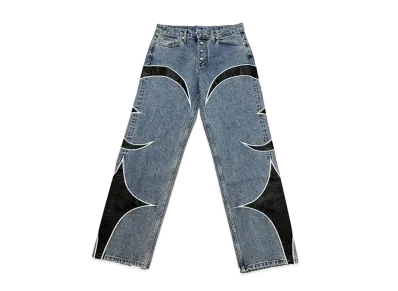 THUG CLUB TC Leather Denim Pants "Blue"