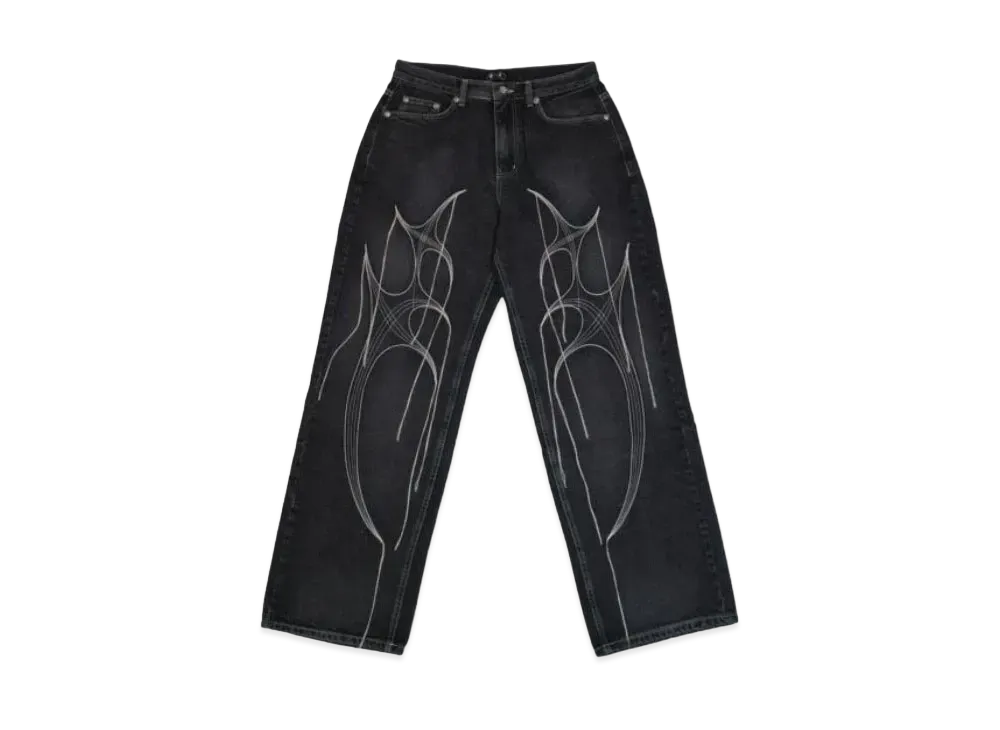 THUG CLUB Tribal Tree Denim Pants "Black"
