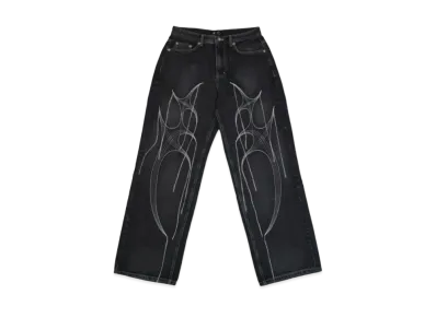 THUG CLUB Tribal Tree Denim Pants "Black"