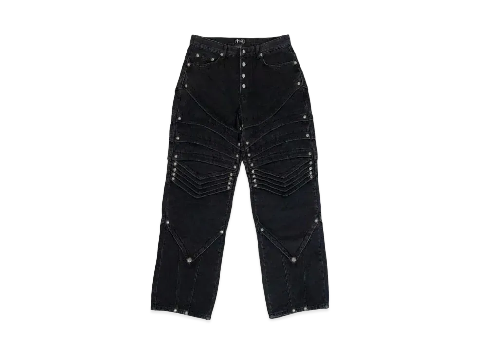 THUG CLUB Full Stud Knight Denim Pants "Black"