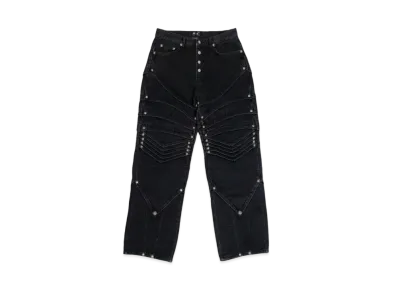 THUG CLUB Full Stud Knight Denim Pants "Black"