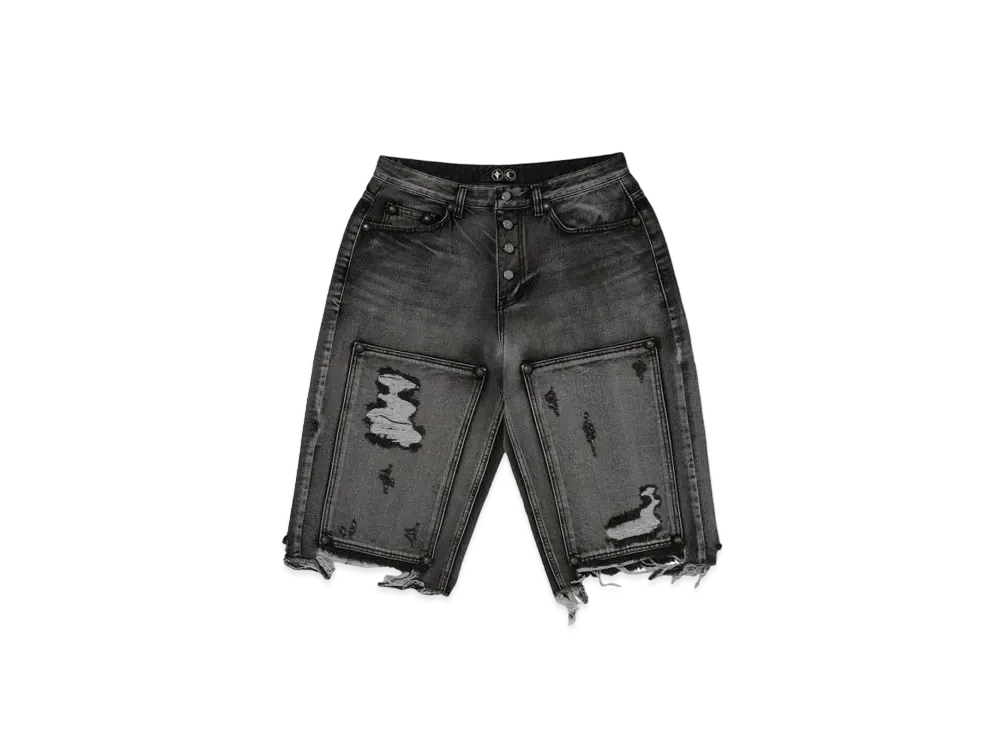 THUG CLUB Double Knee Damage Shorts "Black"