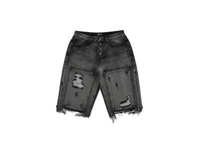 THUG CLUB Double Knee Damage Shorts "Black"