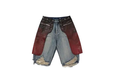 THUG CLUB x FILA Dragon Leather Denim Mix Short "Dragon Skin"