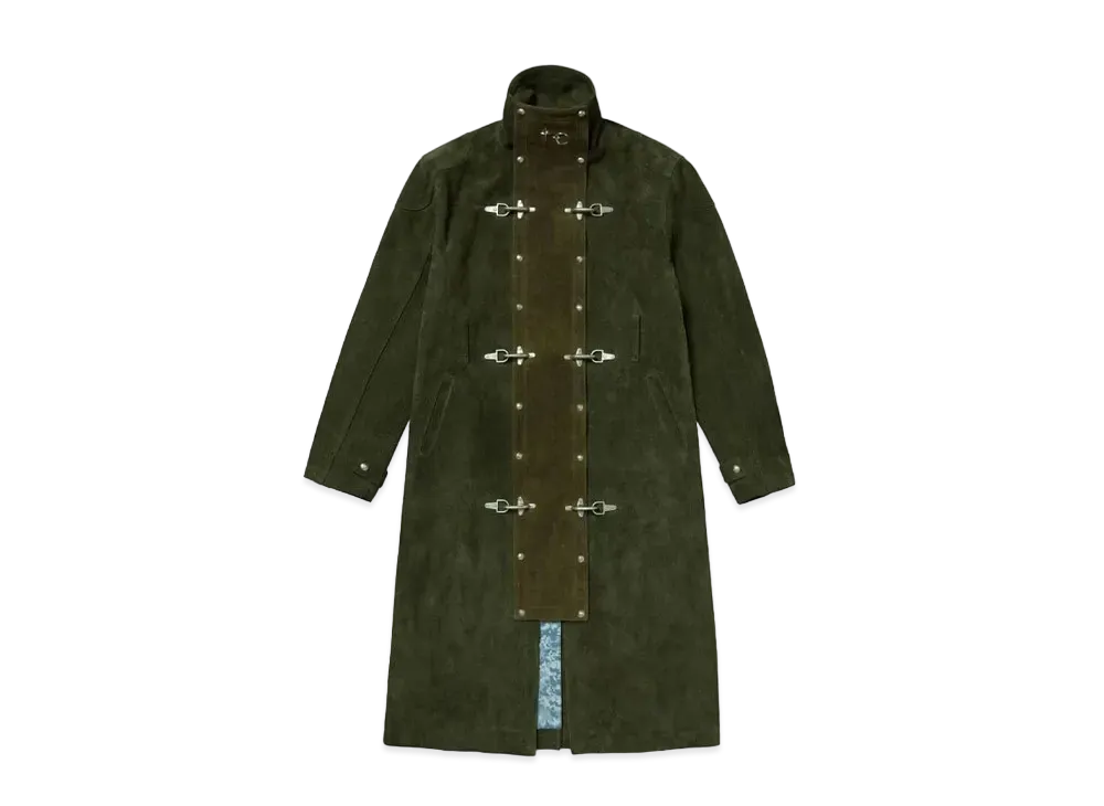 THUG CLUB Bio Soldier Leather Trench Coat "Khaki"