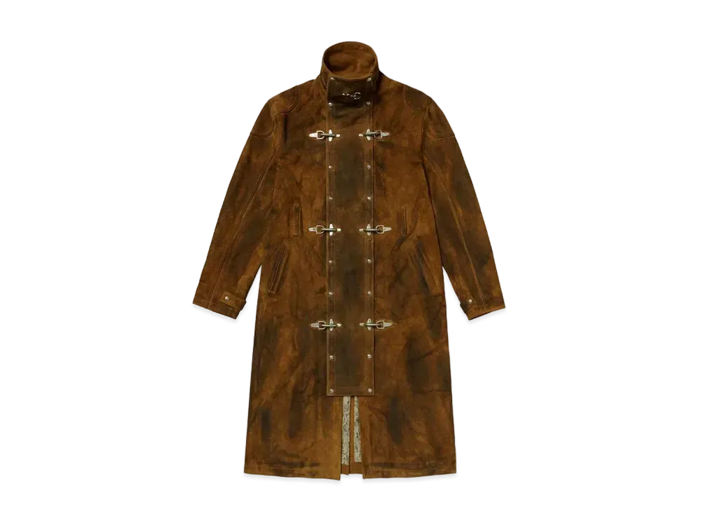 THUG CLUB Bio Soldier Leather Trench Coat "Camel"