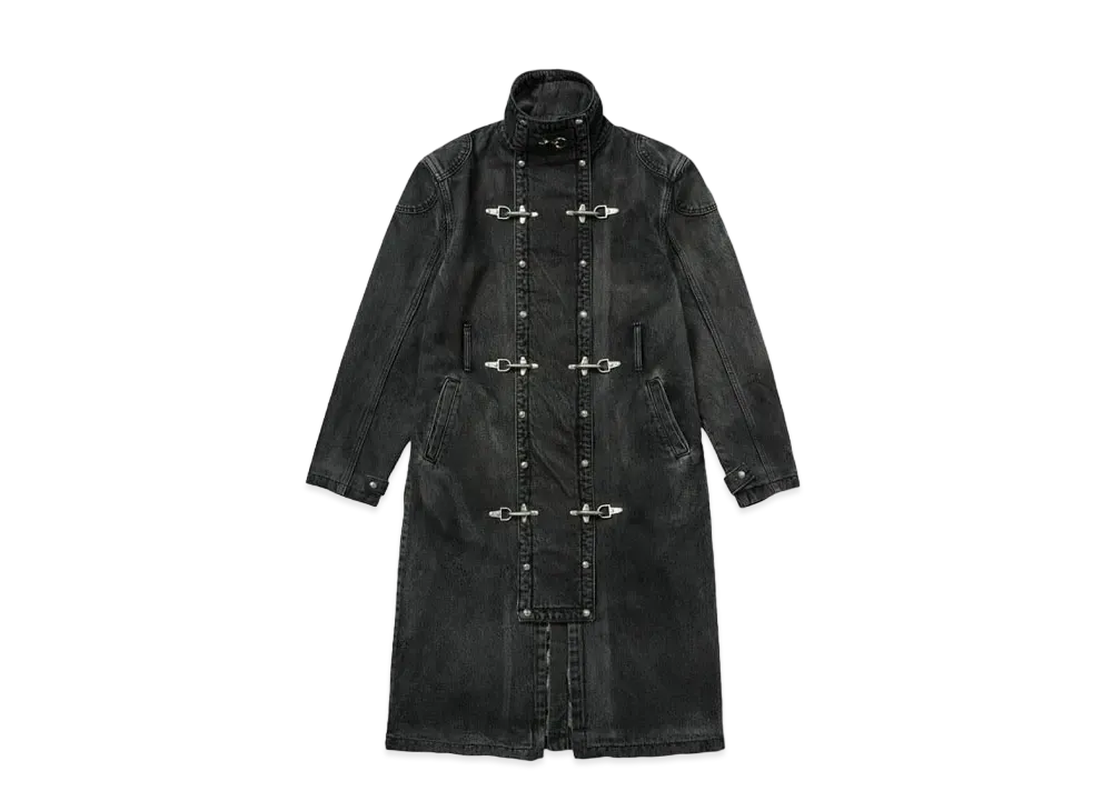 THUG CLUB Bio Soldier Denim Trench Coat "Black"