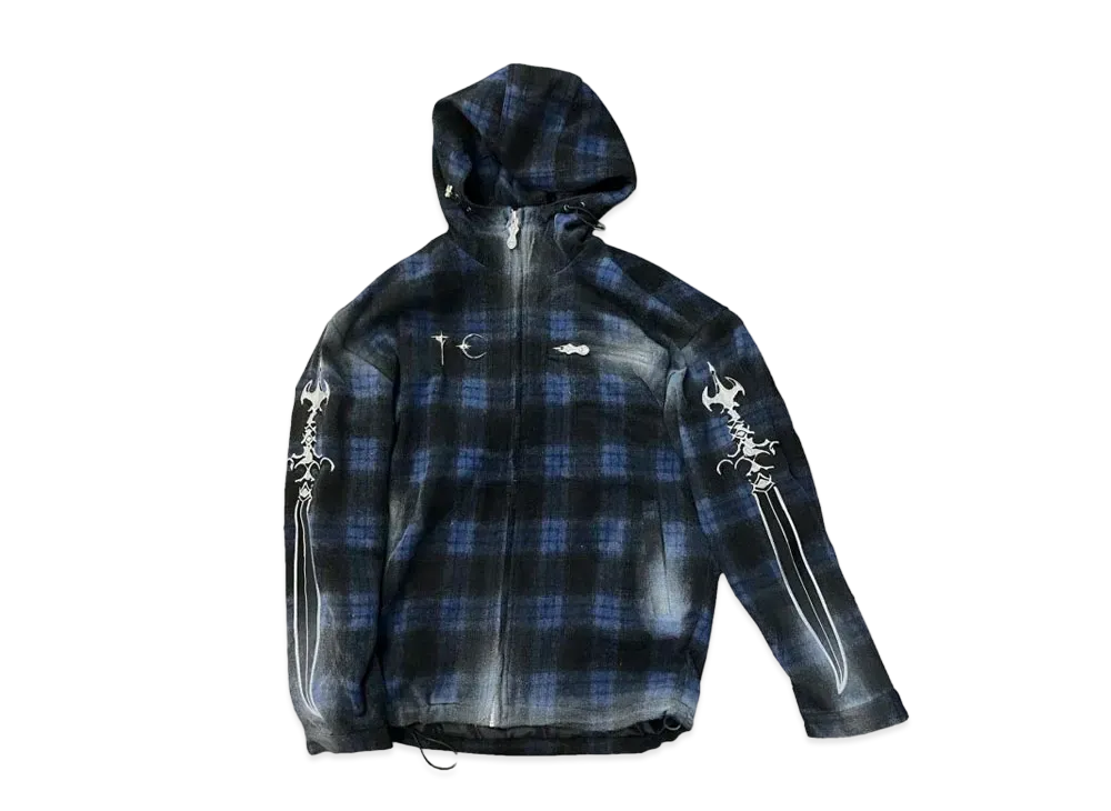 THUG CLUB Arab Sword Flannel Zip-up "Blue"