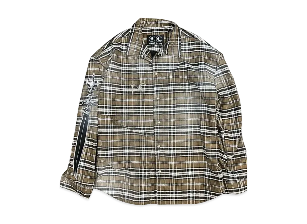 THUG CLUB Arab Sword Flannel Shirt "Brown"