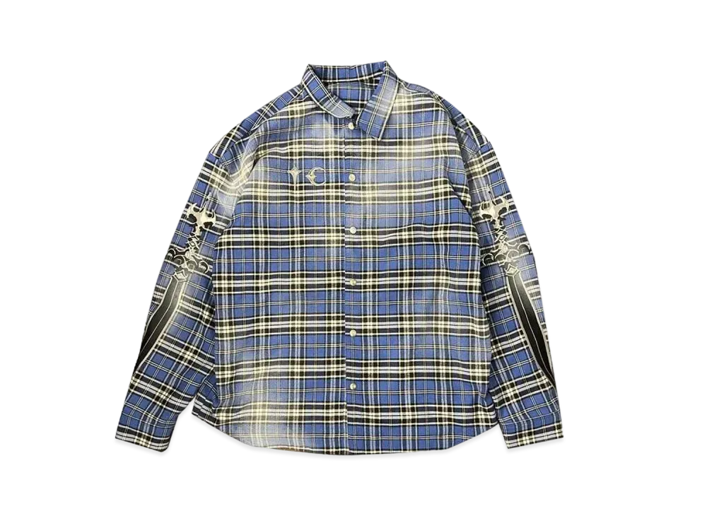 THUG CLUB Arab Sword Flannel Shirt "Blue"