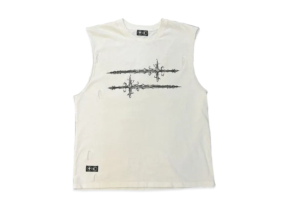 THUG CLUB Cross T Sleeveless "White"