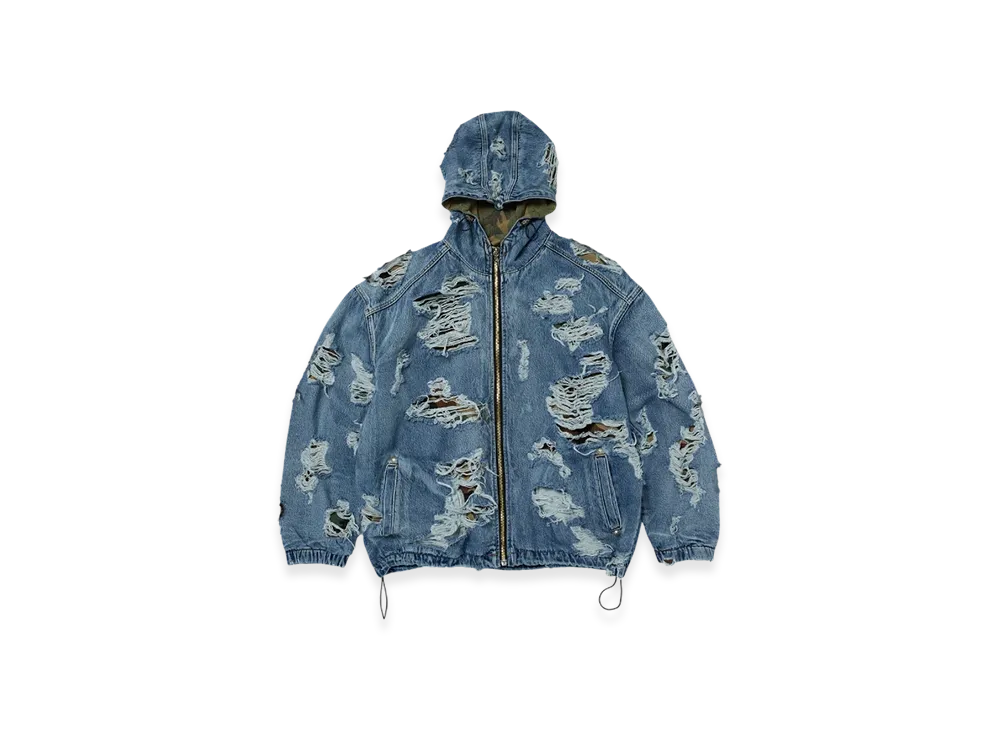THUG CLUB Hell Denim Camo Hooded Zip-Up "Blue"
