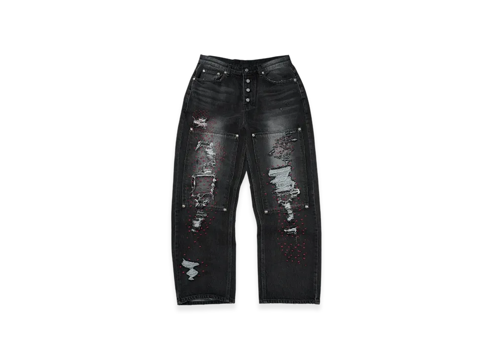 THUG CLUB Vintage Double Knee Pants "Black"