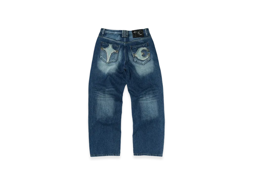 THUG CLUB TC Leather Back Pocket Pants "Blue"