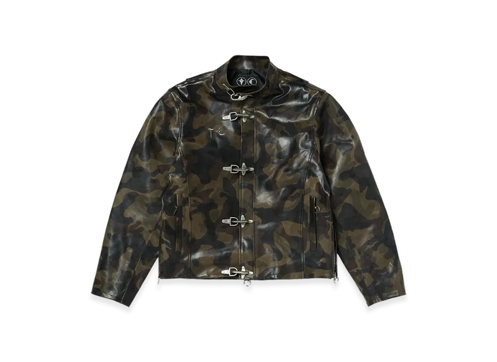 THUG CLUB Camo Leather Jacket "Dark Camo"
