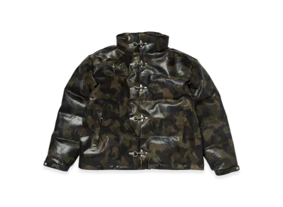 THUG CLUB Camo Leather Puffer Jacket "Dark Camo"